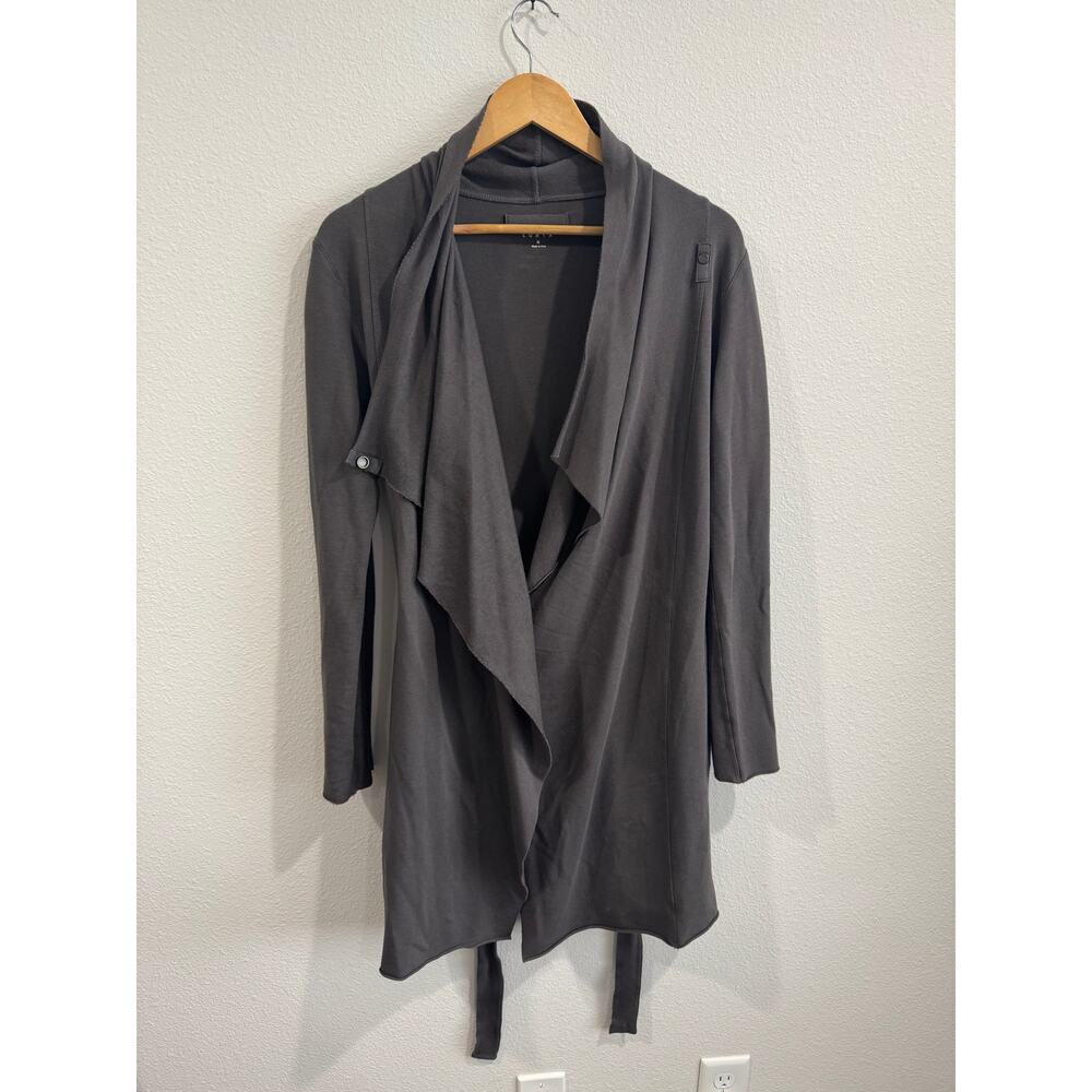 Lunya charcoal grey cardigan with belt